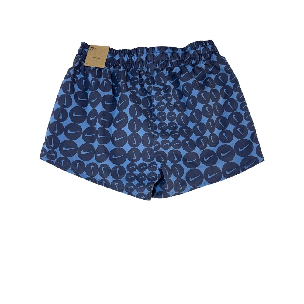 Nike One Kids Blue All Over Swoosh Circle Print Athletic Shorts FB1093-491